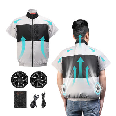 Açık Gri Siyah Soğutma Fanı Yeleği S/M/L/XL/XXL/XXXL Opsiyonel 6700mAh Pil ile