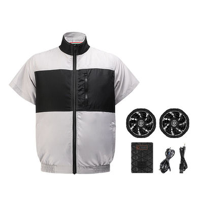 Açık Gri Siyah Soğutma Fanı Yeleği S/M/L/XL/XXL/XXXL Opsiyonel 6700mAh Pil ile