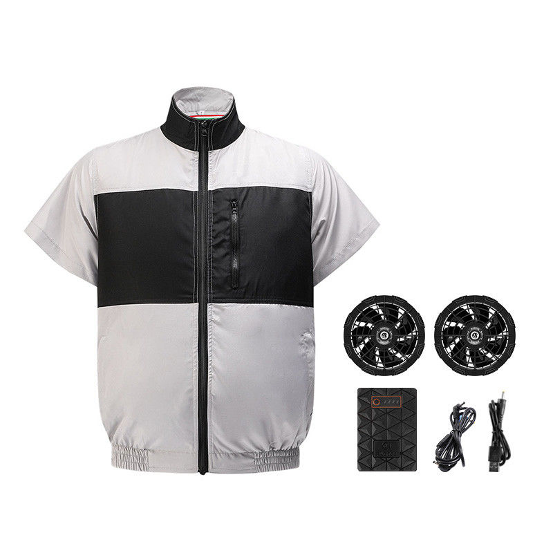 Açık Gri Siyah Soğutma Fanı Yeleği S/M/L/XL/XXL/XXXL Opsiyonel 6700mAh Pil ile